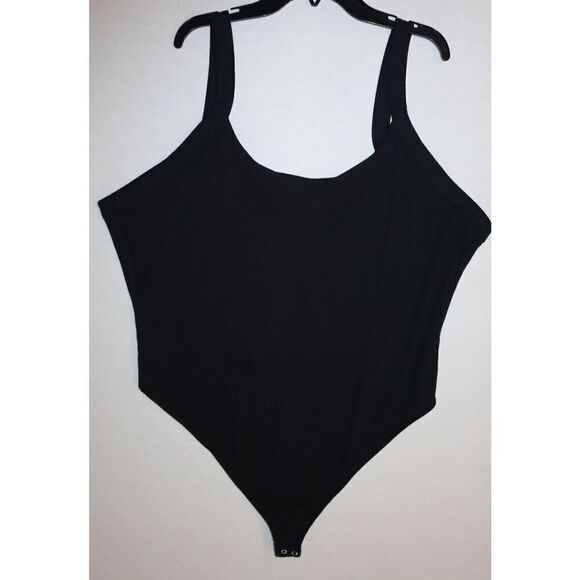 Good American Women's Sz 7 (4XL) Black Sleeveless Scoop Neck Ribbed Bodysuit - Picture 5 of 6